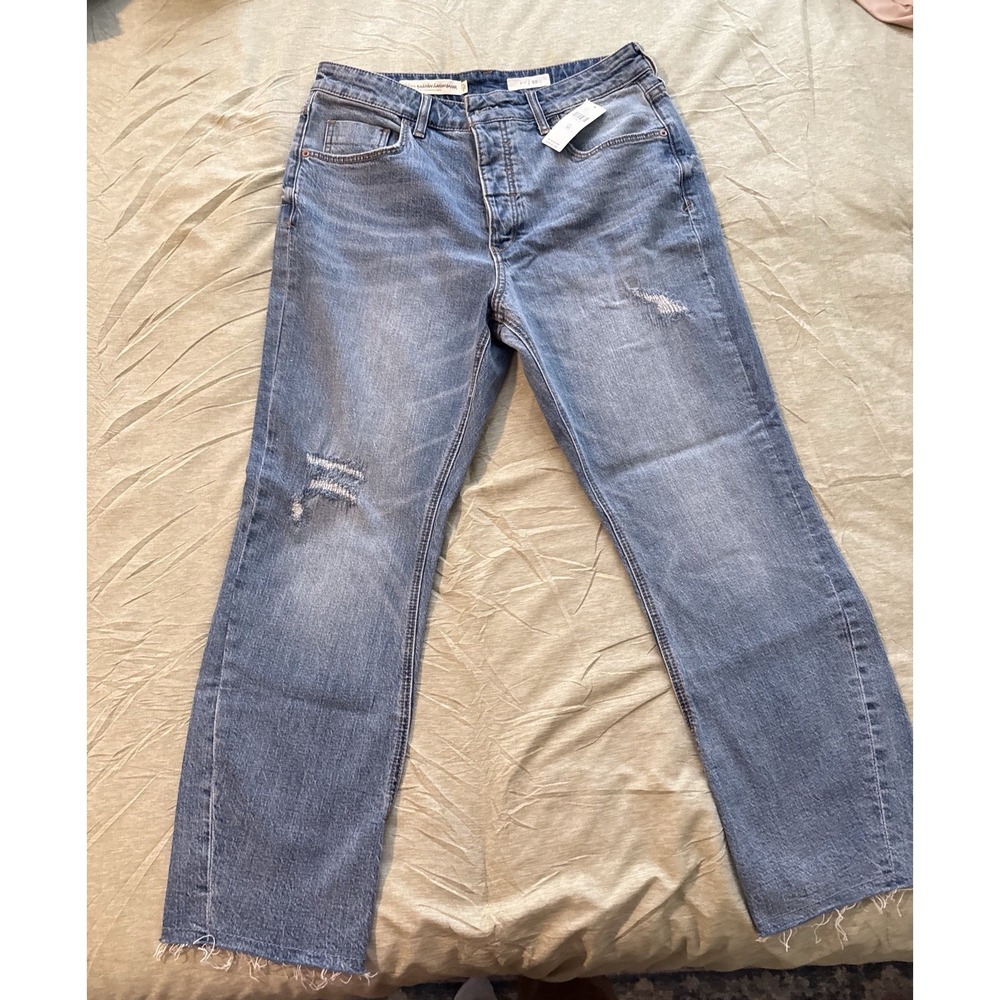 NWT Pilcro by Anthropologie Distressed Straight Denim Blue Medium Wash size 30